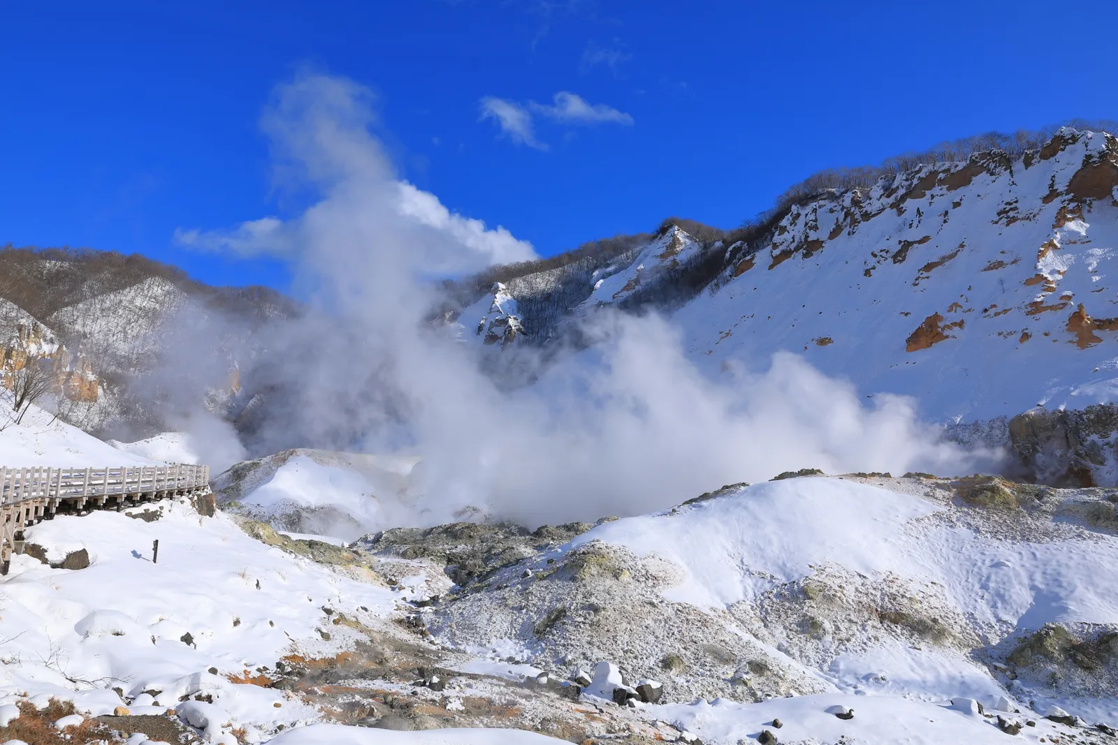 北海道冬の日帰りツアー|スノーランド雪遊び・中山峠・洞爺湖展望台・昭和新山・登別地獄谷