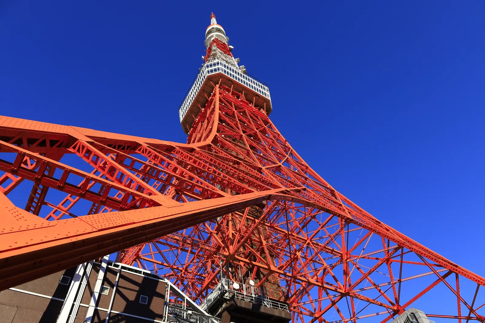 青空に映える赤と白の昼の東京タワー